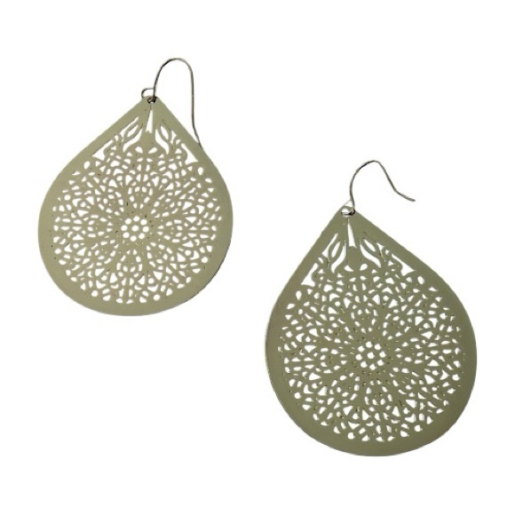 Gold Filigree Drop Dangle Boho Bohemian Statement Earrings Lightweight - Picture 2 of 3